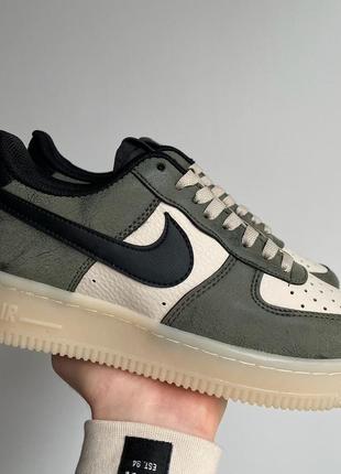 Женские кожаные кроссовки black and pink nike air forces base low khaki#найк