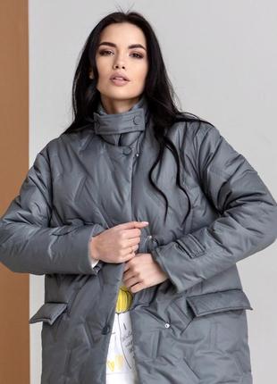 Жіноче довге пальто фісташка стьобане плащівка розміри 40-504 фото