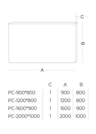 Защитное покрытие для поверхностей "мягкое стекло" 1,5 мм pc-900*800/1,5 black2 фото
