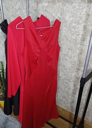 Красное платье миди по фигуре размер l от ocevog