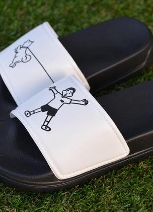 Детские шлепанцы шлепки сланцы черный белый 31 19,5 см