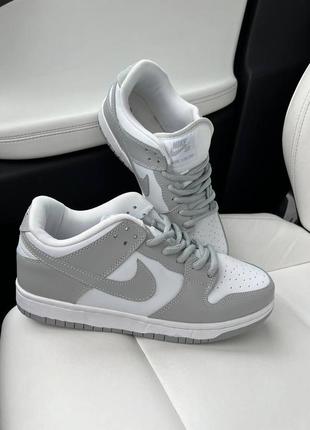 Женские кожаные кроссовки nike sb dunk silver#найк