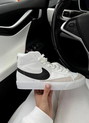 Женские кожаные кроссовки nike blazer black white 2#найк