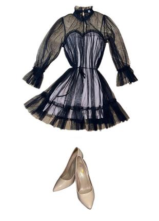 Сукня жіноча / вечірня сукня / туфлі жіночі / лодочки / чорна сукня
