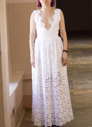 Ажурное кружевное свадебное платье2 фото