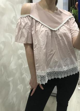 Блуза с кружевом арген