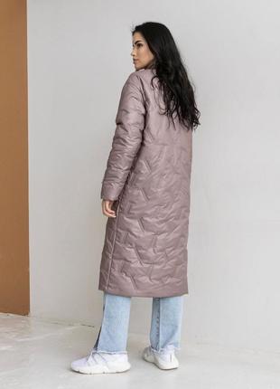 Пальто жіноче довге плащівка колір пудра/беж розмір 40-506 фото