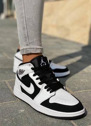 Женские высокие кожаные кроссовки nike air jordan retro#найк