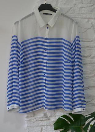 Класична біло-блакитна сорочка в морському стилі3 фото