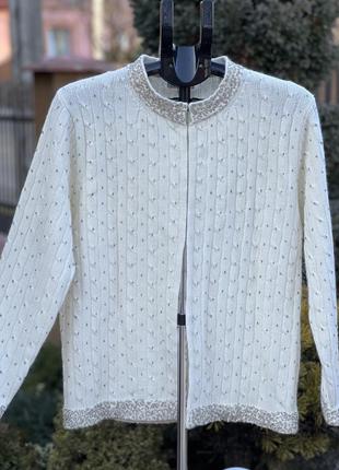 Роскошный свитер кардиган шерсть/антора mango tree цвет айвори10 фото