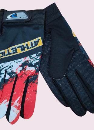 Спортивные перчатки "athletic" полнопалые сенсорные цвет красный размер l2 фото
