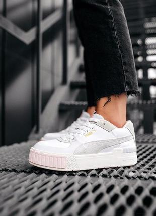 Женские кроссовки puma cali sport mix white marshmallow / smb