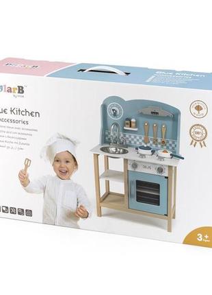 Дитяча кухня з дерева з посудом viga toys polarb блакитний (44047)2 фото