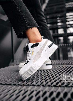 Женские кроссовки puma cali basket white black grey / smb2 фото