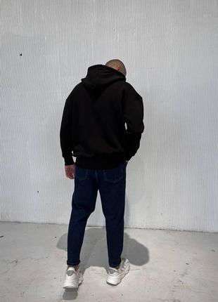 Мужская зип худи чёрная / оверсайз кофты на застёжке для мужчин8 фото