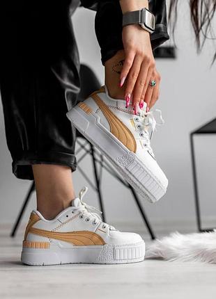 Женские кроссовки puma cali sport mix white beige / smb