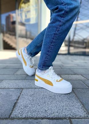 Женские кроссовки puma cali sport heritage white yellow / smb