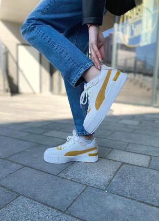 Женские кроссовки puma cali sport heritage white yellow / smb2 фото