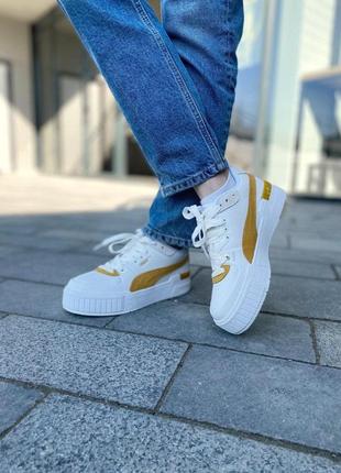 Женские кроссовки puma cali sport heritage white yellow / smb5 фото