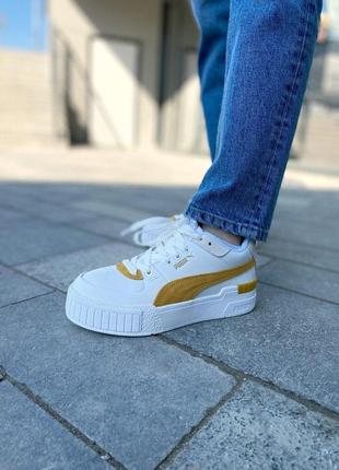 Женские кроссовки puma cali sport heritage white yellow / smb6 фото