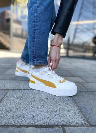 Женские кроссовки puma cali sport heritage white yellow / smb8 фото