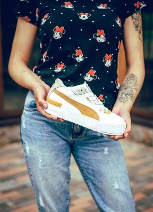 Женские кроссовки puma cali sport heritage white yellow / smb10 фото