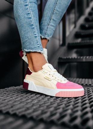 Жіночі кросівки puma cali basket white pink red brown / smb