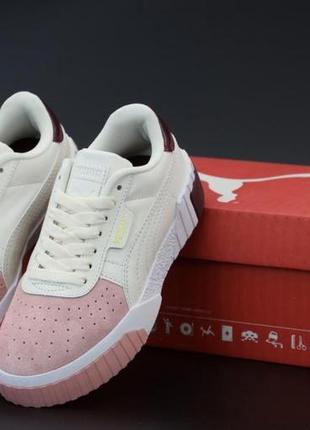 Женские кроссовки puma cali basket white pink red brown / smb9 фото