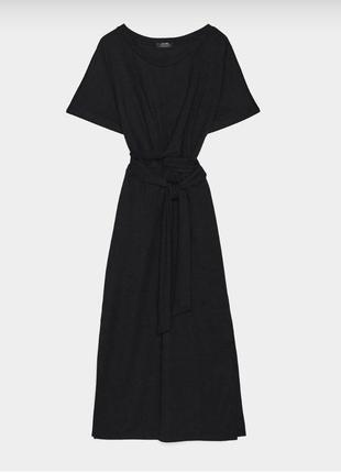 Платье миди bershka с завязками черное платье6 фото