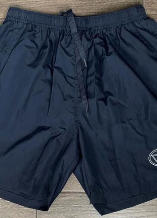 Темно синие мужские пляжные плавательные  шорты со  встроенными сетчатыми плавками расмер  s-m