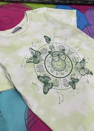 Футболка тай-дай с принтом зодиака,бабочки7 фото