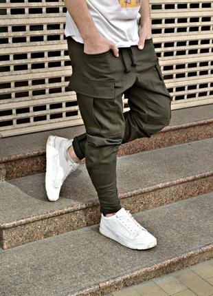 Спортивные штаны мужские карго базовые хаки туречня / спортивные штаны мужские брюки базовые хаки2 фото