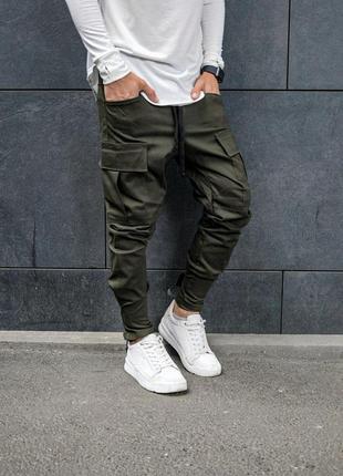 Спортивные штаны мужские карго базовые хаки туречня / спортивные штаны мужские брюки базовые хаки4 фото