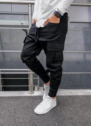Спортивные штаны мужские карго базовые черне туречка / спортивные штаны мужские брюки базовые черные