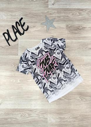Футболка на мальчика стильная бело серая с принтом next