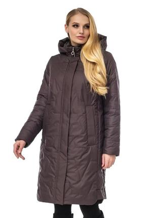 Демісезонна жіноча подовжена куртка з капюшоном, розміри  48,50 - 66