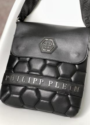 Сумка  - месенджер philipp plein  чорний чоловічий / барсетка