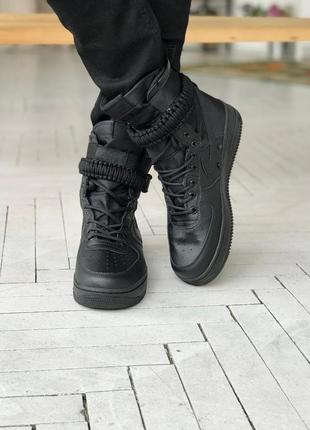 Мужские кожаные демисезонные высокие кроссовки nike special field air force 1. цвет черный2 фото