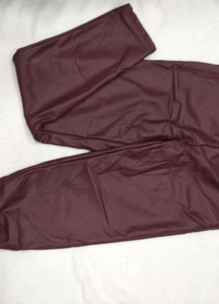 Штаны женские, эко-кожа, подкладка флисцвет бордо.5 фото