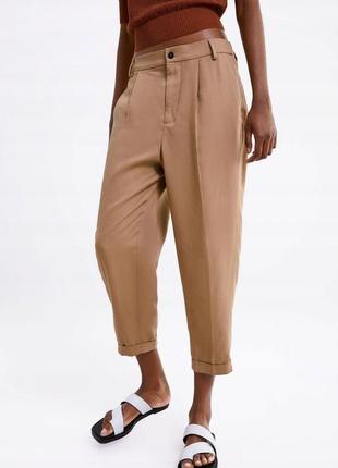 Укороченные брюки цвета camel1 фото