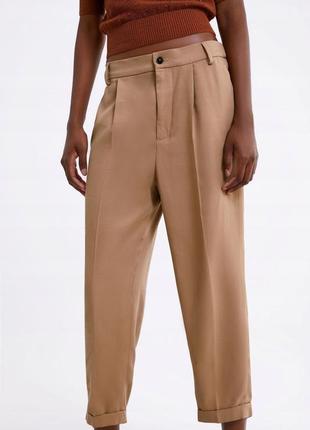 Укороченные брюки цвета camel5 фото
