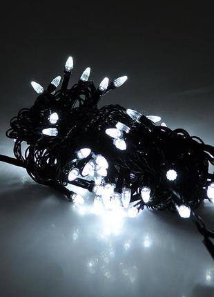 Гірлянди 100led (діод) white, 7 режимів, 5 метрів, чорна ізоляція, box