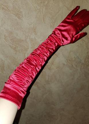 Довгі атласні сатинові рукавички3 фото