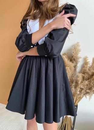 Котоновое платье мини с воротником8 фото