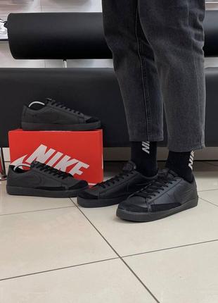 Мужские черные кожаные кроссовки nike blazer low 🆕 черные кеды найк2 фото