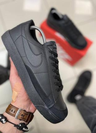 Мужские черные кожаные кроссовки nike blazer low 🆕 черные кеды найк8 фото