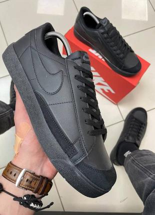 Мужские черные кожаные кроссовки nike blazer low 🆕 черные кеды найк