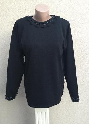 Шерсть кофта,свитер,джемпер,кружево,пайетки,blue & blue,люкс бренд,оригинал,италия