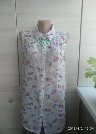 Воздушная блузка без рукавов, 14 размер