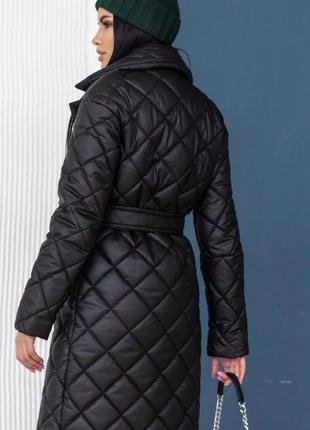 Пальто женское стеганное из плащевой ткани демисезонное (весна - осень) черный